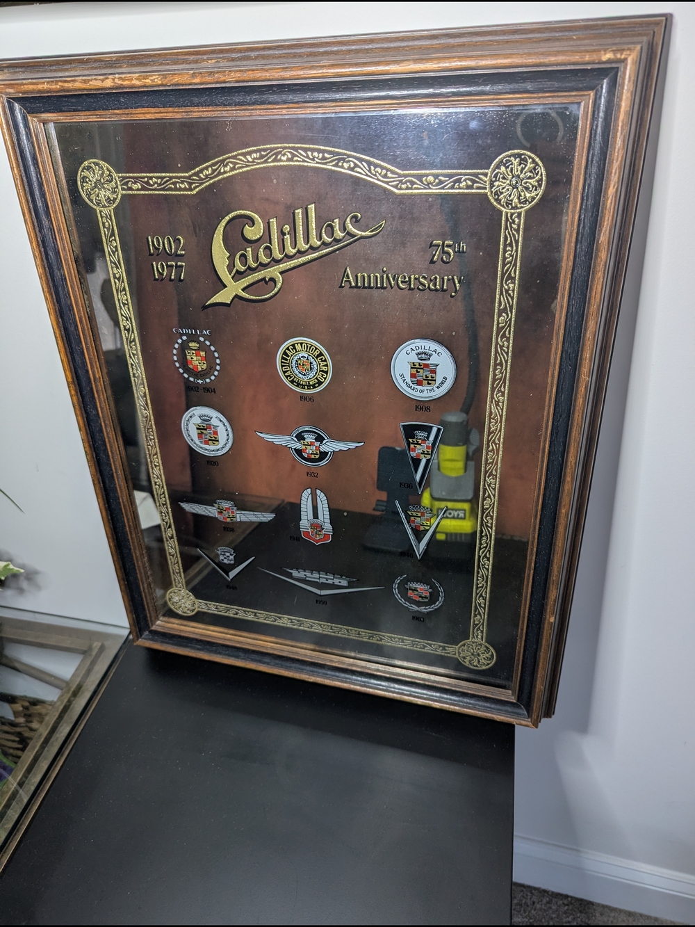 Cadillac 75th Anniversary Framed Emblem Display